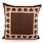 „Bordo cuori“ Kissen mit Borte natur/grau zweiseitig