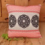 „Rauten und Sternen Motiv“ Baumwollkissen in Pink und Schwarz, alpenländischen Stil