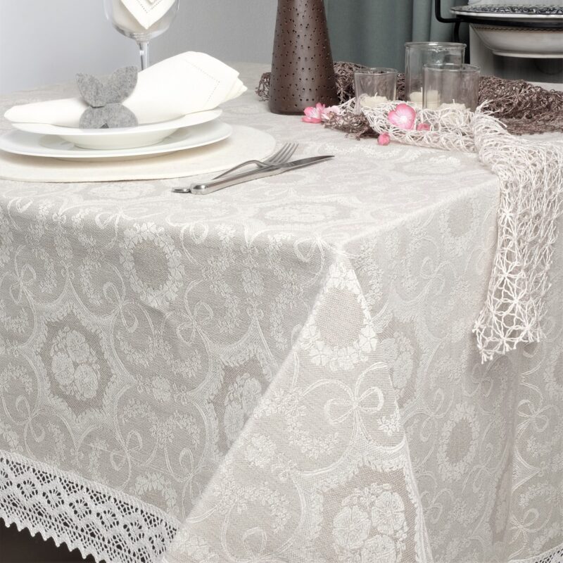 Tischdecke Halb Leinen, Jacquard, „Cortina“