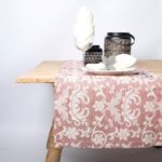 Tischdecke 100% Baumwolle, Alpinstil, jacquard, „Bordo cuori“