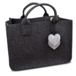 Filztasche / Filzkorb in Wolle, Kaminholztasche, Zeitungskorb – grau