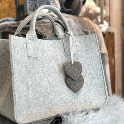 Borsa in feltro, porta legna, giornali, giocattoli, da decorazione, colore antracite nero beige