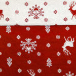 Stoff Landhausstil Tirol, Geo Hirsche rot, Tischdecke, Kissen und Stoffabschnitte