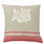 „Edelweiß“ Zirbenkissen mit Baumwollbezug, Jacquardgewebe, rot