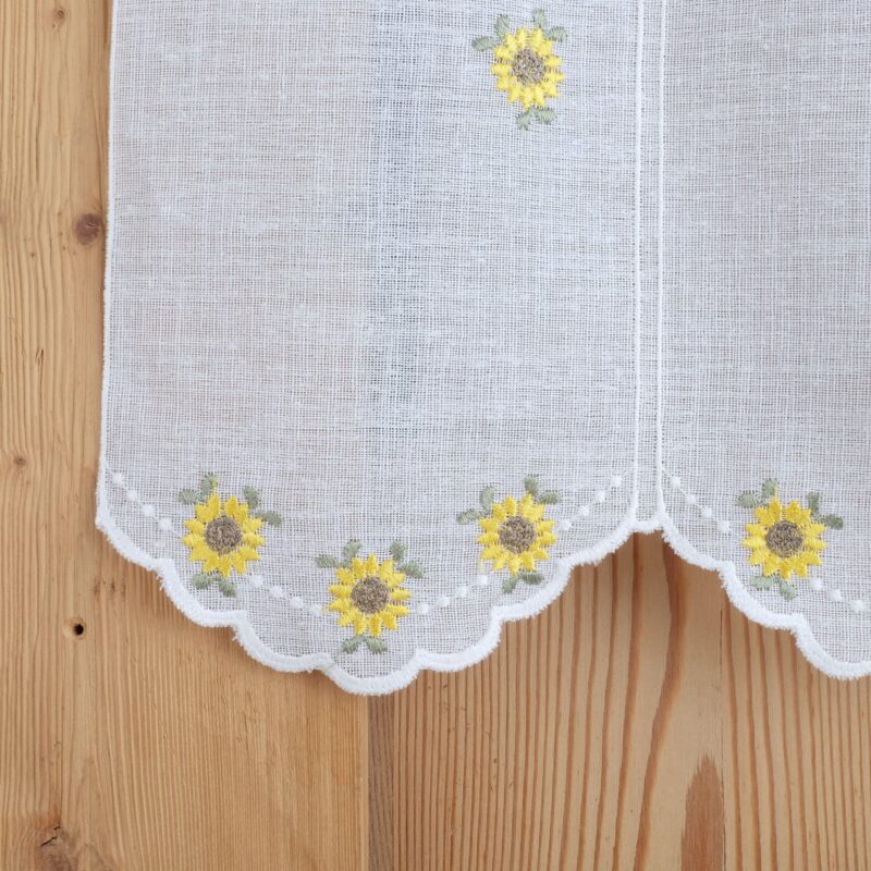 Bistrogardine nach Maß Shabby Chic mit bestickte Sonnenblumen M-6378