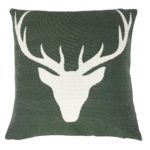 Hirsch 2 Baumwollkissen mit stilisiertem Hirschkopfmotiv, grün zweiseitig, im modernen alpenländischen Stil