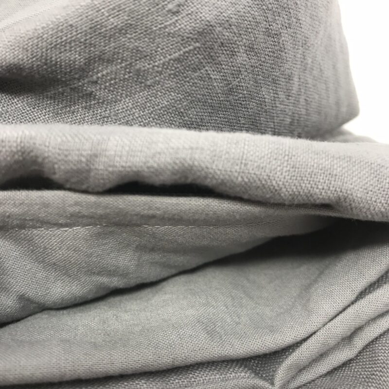 „Baguio“ Parure Copripiumino in lino e cotone Tinto in capo Stonewashed, sinogolo e matrimoniale, colore baguio grigio