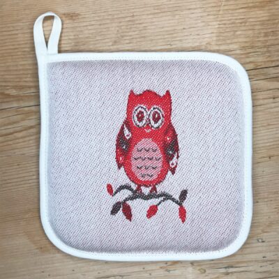 Topflappen mit Eulen, Jacquardstoff, mehrfarbig