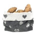 Brotkorb im Landhausstil aus Stoff, zweiseitig mit Herzen-Motiven Farbe natur