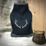 Verschließbarer Brotkorb, Landhaus stil alpenländisch, aus Merino- und Baumwolle, Hörner und Fischgrat „CORGN“, grau