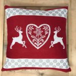 Tiroler Landhaus-Kissen mit Herzchen, Edelweiß, Hirschen, Karomuster, alpinem Bergstil, in verschiedenen Farben, 44×44 cm