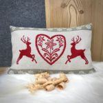 Verschließbarer Brotkorb, Landhaus stil alpenländisch, aus Merino- und Baumwolle, Hörner und Fischgrat „CORGN“, grau