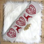 Kirschkern Kissen, Landhaus Alpenstil, wärmt Schulter und Nacken, Herz und Hirsche Motiv, 100% Baumwolle