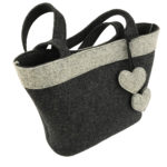 Filztasche / Filzkorb in Wolle, Kaminholztasche, Zeitungskorb – athrazit