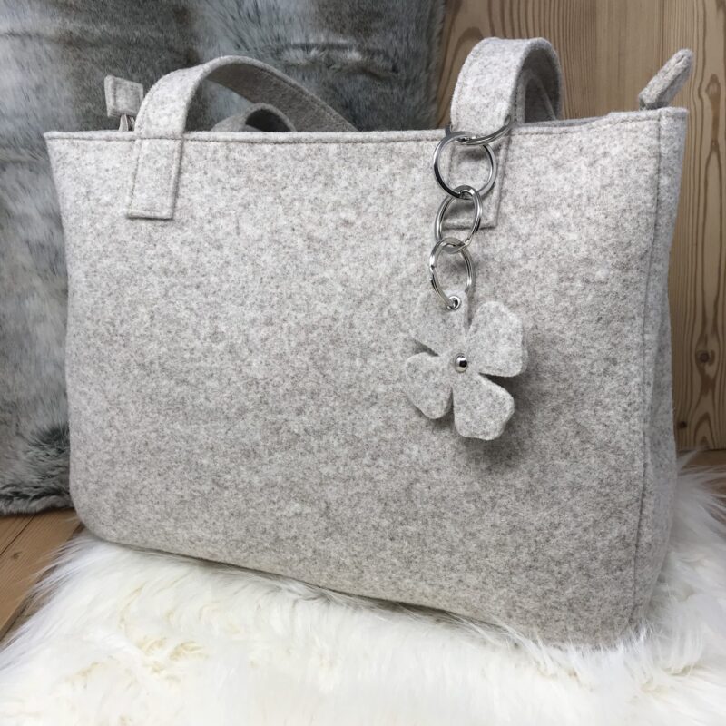 Filztasche Damentasche, Alpenstil chic, aus echtem Wollfilz, „Marghy“, Farbe beige