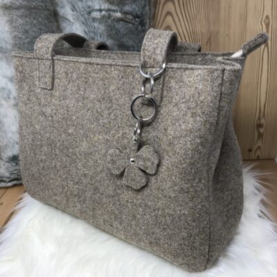 Filztasche Damentasche, Alpenstil chic, aus echtem Wollfilz, „Marghy“, Farbe braun