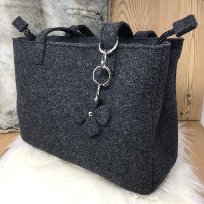 Filztasche Damentasche, Alpenstil chic, aus echtem Wollfilz, „Marghy“, Farbe schwarz – anthrazit