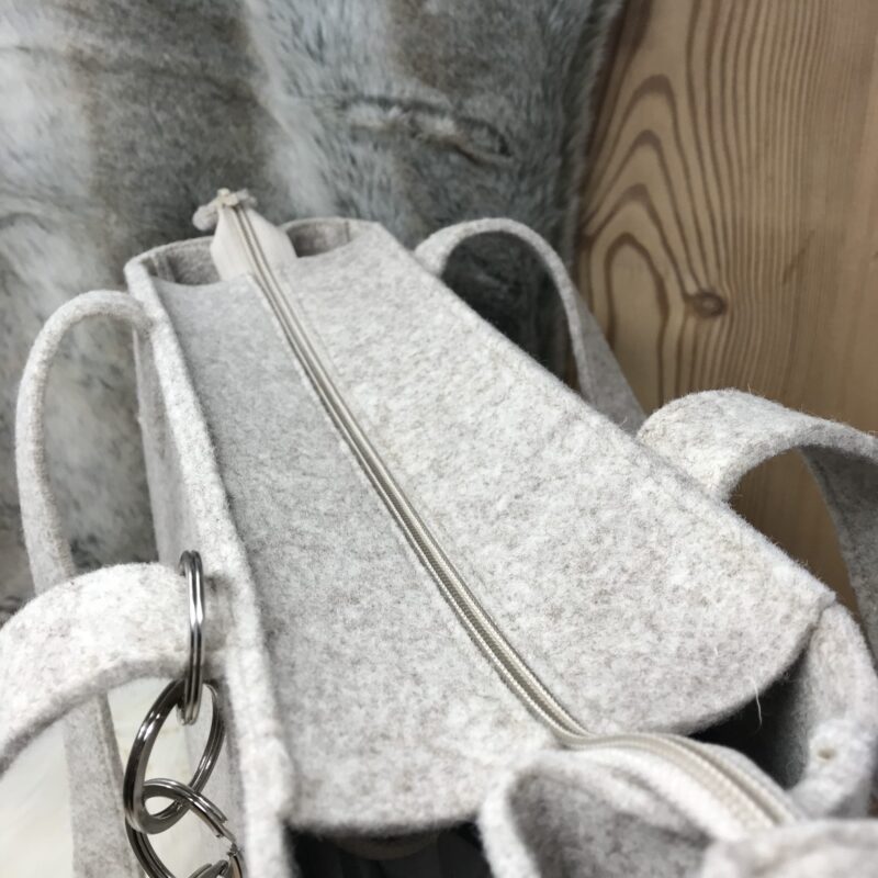 Filztasche Damentasche, Alpenstil chic, aus echtem Wollfilz, „Marghy“, Farbe beige