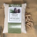 Verschließbarer Brotsack Brotkorb, Hirschgeweih mit Blumen Motiv, Landhausstil alpenländisch, aus Leinen und Baumwolle, Farbe grau „Alpinechic“