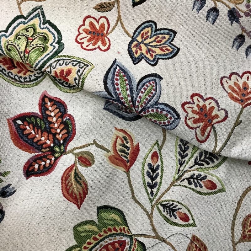 Gobelin Stoff Meterware mit Blumen Pflanzen-Motiv, für Polster, Tischdecke, Kissen