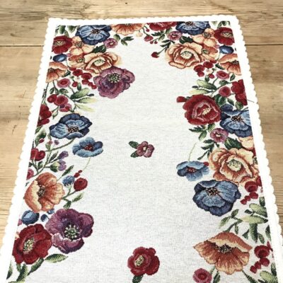 Laufmaschenstreifen aus shabby chic Koboldstoff, mit Blumen 2, 40×100 cm, v-rose