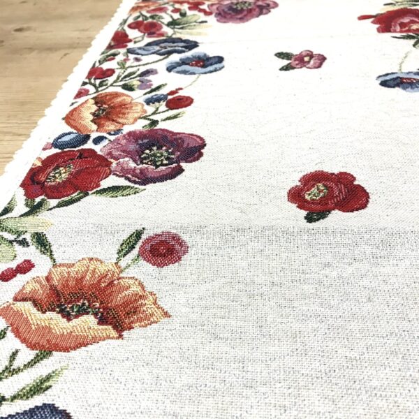 Laufmaschenstreifen aus shabby chic Koboldstoff, mit Blumen 2, 40×100 cm, v-rose