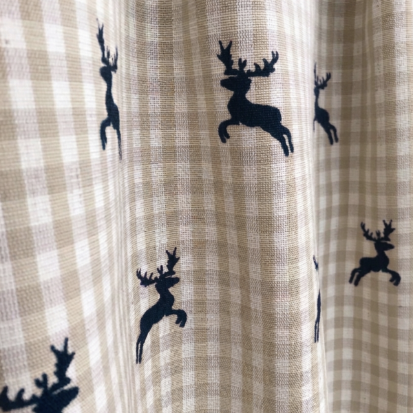 Vorhang nach Maß, Hirsche kariert braun, alpiner Landhausstil, Meterware