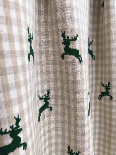 Vorhang nach Maß, Hirsche kariert schwarz und grün, alpiner Landhausstil, Meterware