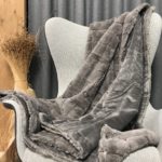 Flauschige Webpelzdecke, zweiseitige Kuscheldecke, Farbe anthrazit grau, Einzel- und Doppelgröße