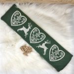 Geschirrtuch mit Hirsch, Herz und Edelweiß Motiv, Landhausstil, 100% Baumwolle, Farbe Grün, zweiseitig