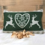 „CORGN“ Decke mit Hirschgeweih im alpenländischem Landhaus Stil aus Merinowolle und Baumwolle, Hörner motiv, CORGN