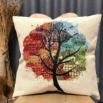 Kissen mit Tulpen Motiv, Gobelin, bunt, 44×44 cm