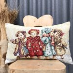 Kissen mit Reh und Rehkitz, Bambi, Winterlandschaft, 44×44 cm