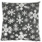 Kissen mit Schneeflocken Schneekristalle, Weihnachten, 44×44 cm, Farbe rot