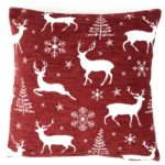Kissen mit Rentier und Weihnachtsbäumen, Chenillebezug, Farbe anthrazit, 44×44 cm