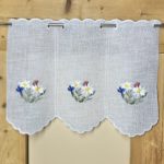 Scheibengardine bestickt mit Alpenblumen, Landhausstil, Shabby Chic, Bistrogardine, Fensterdeko, 6961