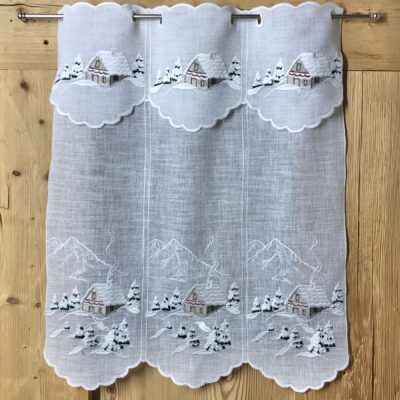 Scheibengardine Weihnachten mit Winterlandschaft, bestickt, im festlichen Landhausstil, M-7079