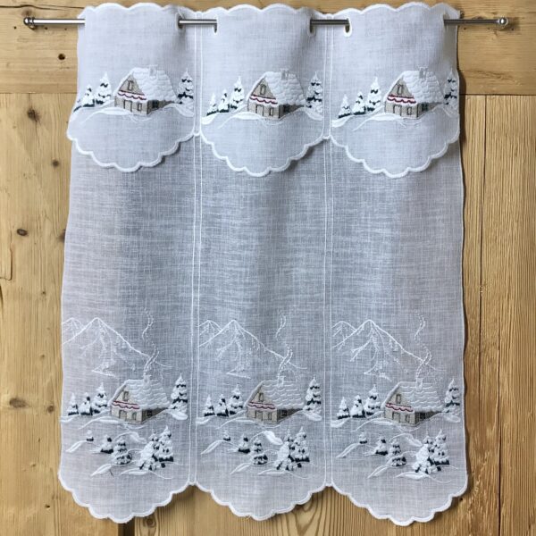Scheibengardine Weihnachten mit Winterlandschaft, bestickt, im festlichen Landhausstil, M-7079