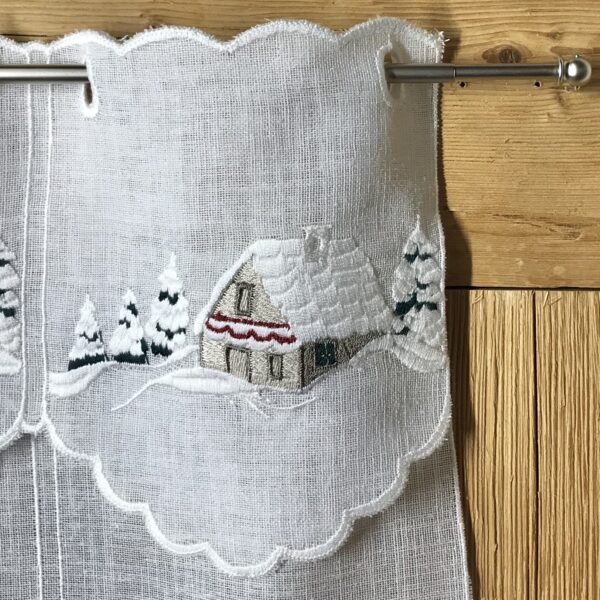 Scheibengardine Weihnachten mit Winterlandschaft, bestickt, im festlichen Landhausstil, M-7079