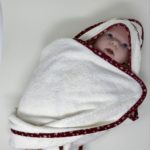 Neugeborene Bademantel, Stickmuster Bären, Frottee aus 100% Baumwolle, Farbe Beige