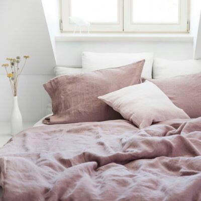 Bügelfreie Bettwäsche aus 100% Baumwolle Stone-washed, Einzelbett und Doppelbett, Farbe Rosarot Rosé