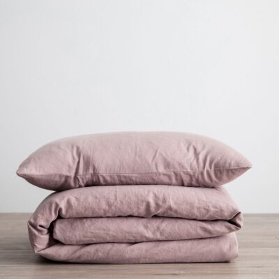 Bügelfreie Bettwäsche aus 100% Baumwolle Stone-washed, Einzelbett und Doppelbett, Farbe Rosarot Rosé