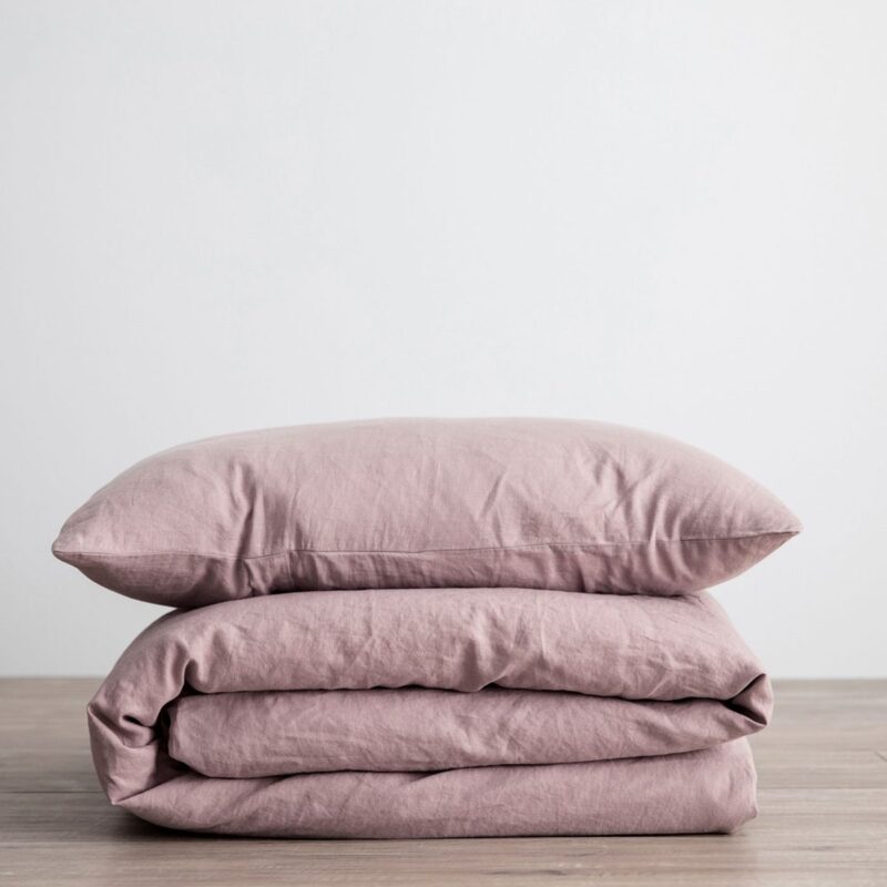 Bügelfreie Bettwäsche aus 100% Baumwolle Stone-washed, Einzelbett und Doppelbett, Farbe Rosarot Rosé