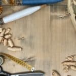 Stoff Landhausstil Tirol, „Geo cuoricini grün“, Tischdecke, Kissen und Stoffabschnitte