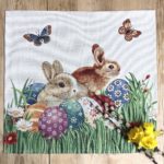Tischdecke Ostern Tischläufer mit Ostereier und Osterhase, Meterware Gobelin Stoff, Einkaufstasche
