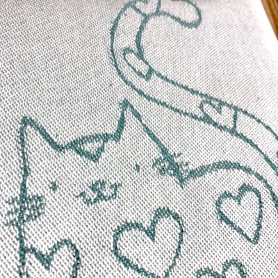 Topflappen mit Katze, 18×18 cm, Farbe Türkis