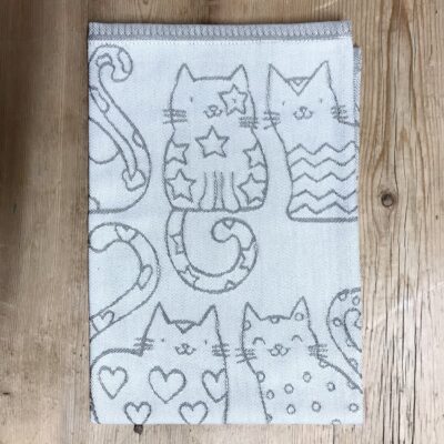 Geschirrtuch mit Katzenmotiv, beige, 43×65