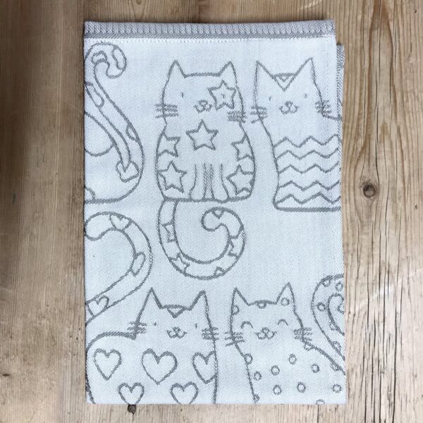 Geschirrtuch mit Katzenmotiv, beige, 43×65