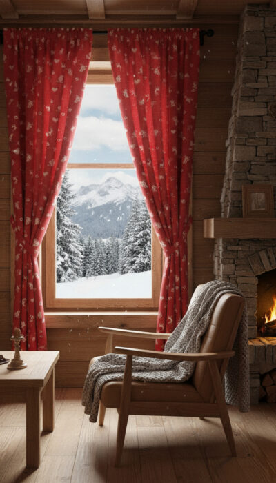 Vorhänge nach Maß, country Chalet Bergstil, Herz Eichhörnchen und Hirsch Muster doubleface, verdunkelnd, Meterware