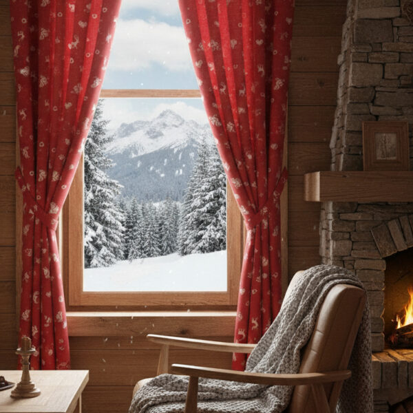 Vorhänge nach Maß, country Chalet Bergstil, Herz Eichhörnchen und Hirsch Muster doubleface, verdunkelnd, Meterware